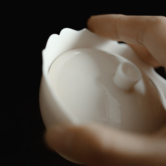Flower Rim White Porcelain 120ml Gaiwan