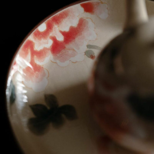 Wucai Underglaze decoration Ceramic Peony 130ml Teapot